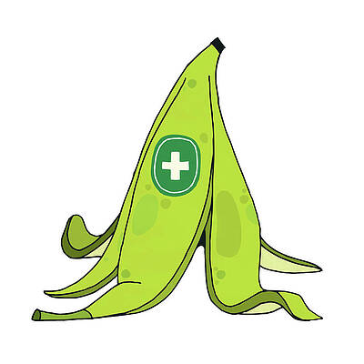 Wall Art featuring the drawing Hospital Sign On Banana Peel by Alexander Eben Meyer