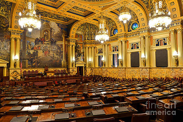 Ornate Legislative Chamber Interior Photograph