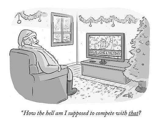 Santa Watches Election News Wall Art