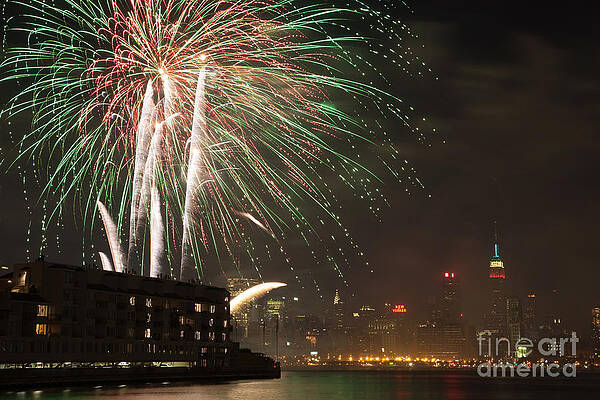 Wall Art featuring the photograph Hudson River Fireworks I by Clarence Holmes