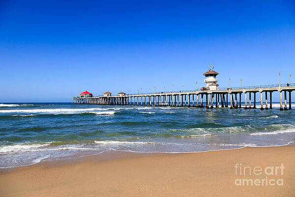 California Wall Art featuring the photograph Huntington Beach Pier In Orange County California by Paul Velgos