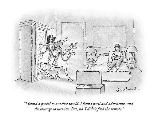 Remote Wall Art featuring the drawing I Found A Portal To Another World by David Borchart