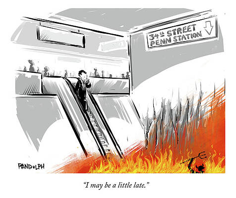 Escalator to Flames at Penn Station Painting