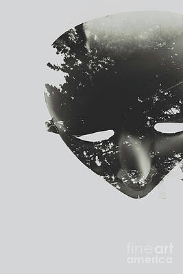 Abstract Mask with Nature Overlay Wall Art