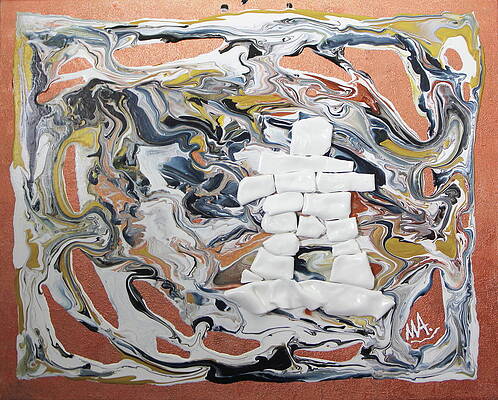 Wall Art featuring the painting Inukshuk Copper Surface by Madeleine Arnett