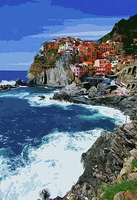 Landscape Painting - Italy, Beautiful Manarola by AM FineArtPrints