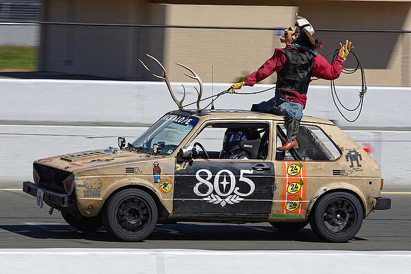 America Photograph - Jackalope Wrangler -- Volkswagen Rabbit At The 24 Hours Of LeMons Race, Sonoma California by Darin Volpe