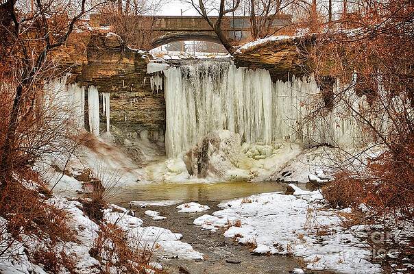 Winter Waterfall and Icy Landscape Wall Art