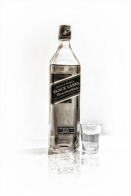 Whiskey Bottle with Shot Glass Wall Art