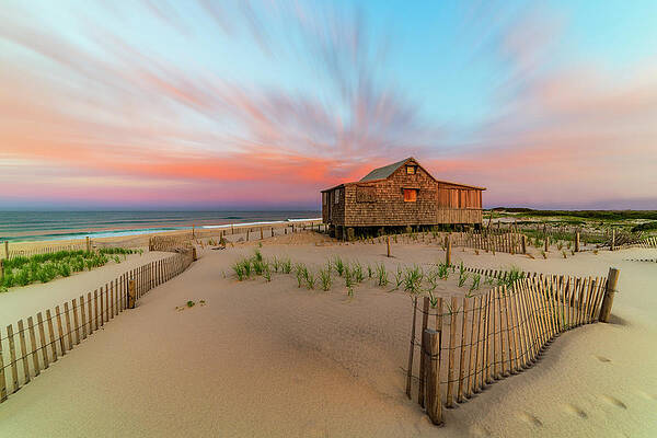 Coastal Sunset with Wooden Shack Wall Art