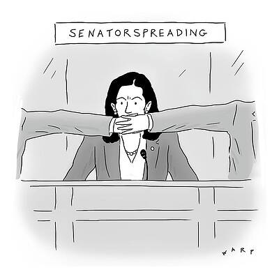 Russia Drawing - Kamala Harris Is Shushed by Kim Warp