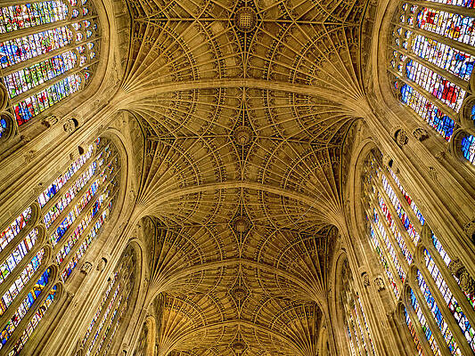 Dramatic Wall Art featuring the photograph Kings College Vaulted Ceiling by Jean Noren