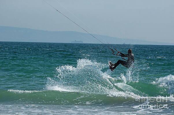Kitesurfer Riding Ocean Waves Photograph