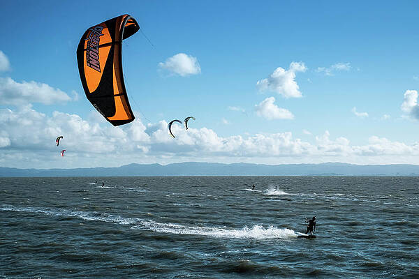 Mary Lee Photograph - Kiteboarding East Bay San Francisco Area California by Mary Lee Dereske