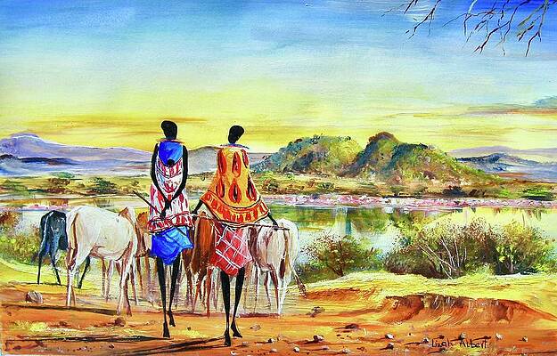 Kenya Wall Art featuring the painting L 5 by Albert Lizah