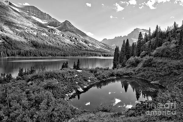 Wall Art featuring the photograph Lake Josephine Summer Sunset Black And White by Adam Jewell