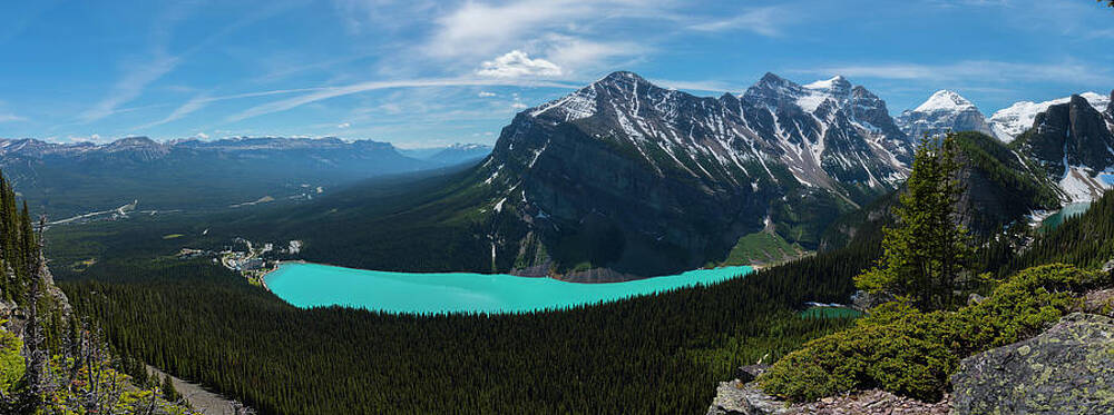 Wall Art featuring the photograph Lake Louise From Little Beehive Overlook by Owen Weber