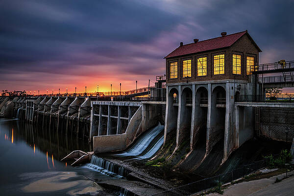 Summer Wall Art featuring the photograph Lake Overholser Dam In Oklahoma City by Miroslav Liska