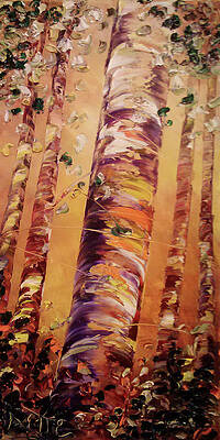 Wall Art featuring the painting Late September Aspens by Raette Meredith