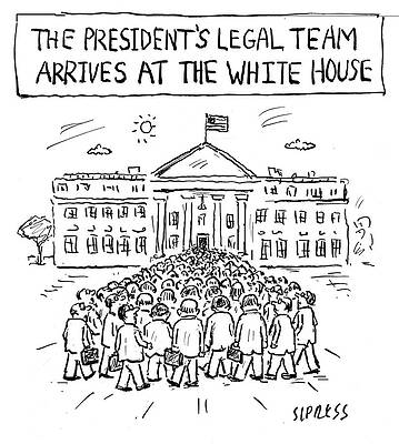 Russia Drawing - Legal Team Arrives At The White House by David Sipress