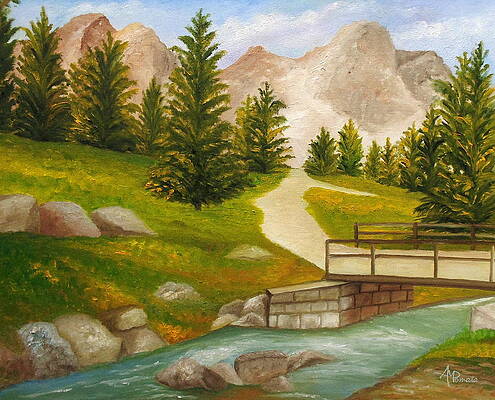 Landscape Painting - Let The River Run by Angeles M Pomata