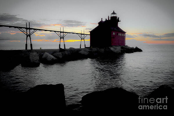 Wall Art featuring the photograph Lighthouse Haze by Duluth To Door County Photography