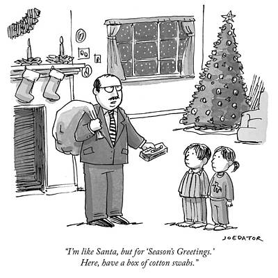 Santa Claus Wall Art featuring the drawing Like Santa For Seasons Greetings by Joe Dator