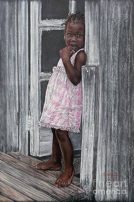 Bahamian Wall Art featuring the painting Lil' Girl In Pink by Roshanne Minnis-Eyma