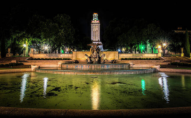 University Tower at Night Photograph
