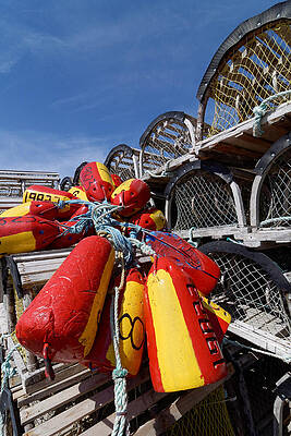 Vibrant Photograph - Lobster Traps --  L'Etang-du-Nord, Quebec, Canada by Darin Volpe