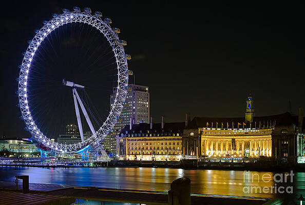 London Eye at Night Wall Art