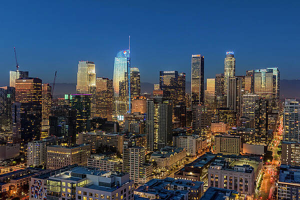 Los Angeles Wall Art featuring the photograph Los Angeles Downtown Dusk by Kelley King
