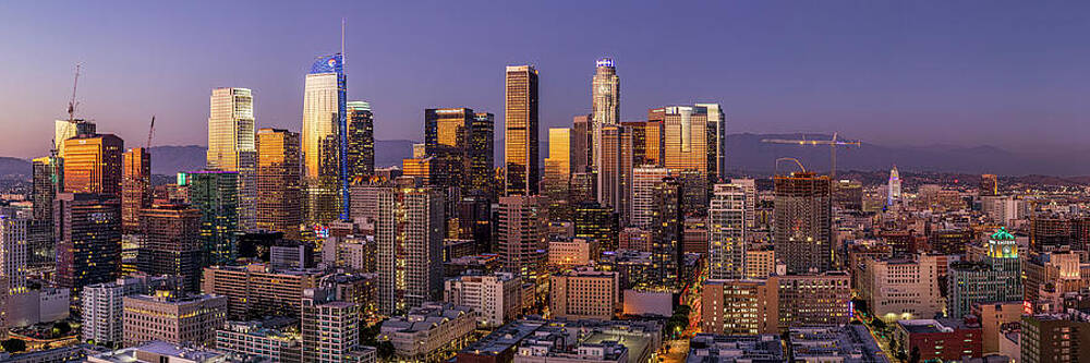 Los Angeles Wall Art featuring the photograph Los Angeles Twilight Panorama by Kelley King