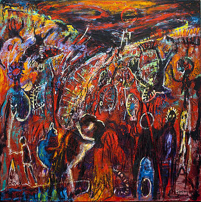 Place Wall Art featuring the painting Lovers At The Entrance To The Valley Of Earthly Delights by Jeremy Holton