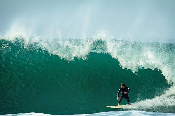 California Photograph - Making The Section At Swamis Surf Break, CA by Waterdancer