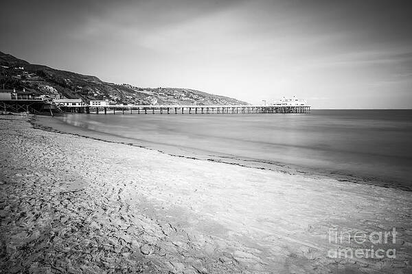 California Wall Art featuring the photograph Malibu Pier At Surfrider Beach Black And White Picture by Paul Velgos