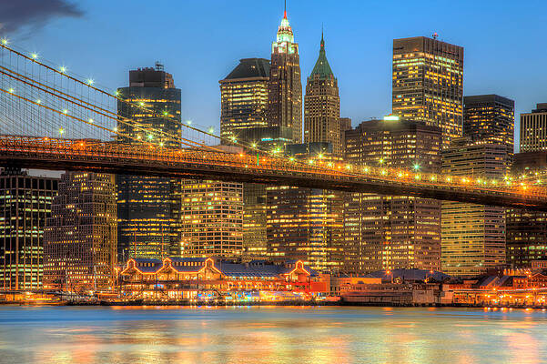 Wall Art featuring the photograph Manhattan Night Skyline II by Clarence Holmes