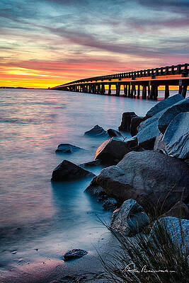 Obx Photograph - Manns Harbor Bridge Sunset 1127 by Dan Beauvais