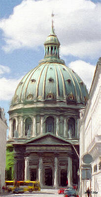 Building Wall Art featuring the painting Marble Church by Jeffrey Kolker