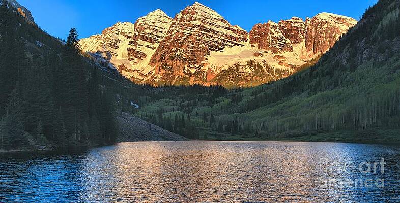 Sunrise Wall Art featuring the photograph Maroon Bells Golden Cradle by Adam Jewell