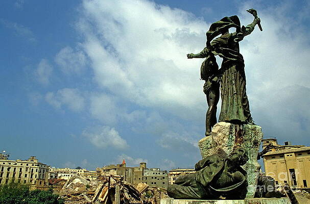 City Photograph - Martyr's Statues In Beirut by Sami Sarkis Photography