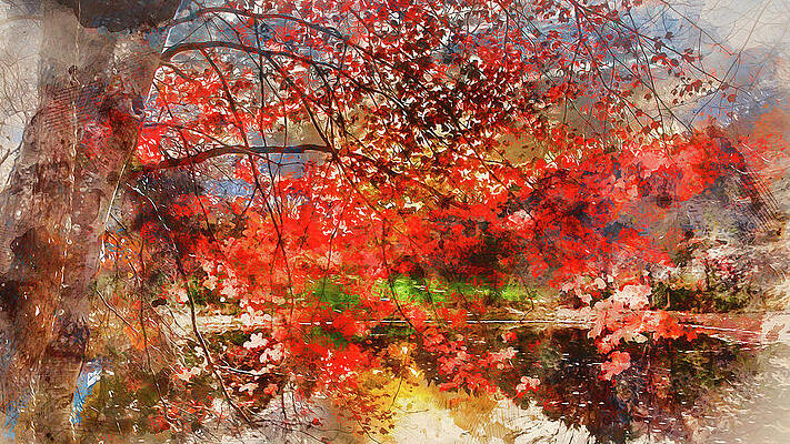 Summer Painting - Massachusetts - Watercolor 02 by AM FineArtPrints