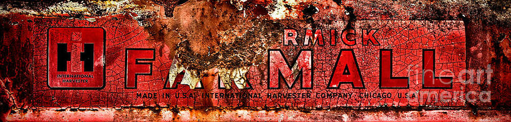 Wall Art featuring the photograph McCormick Farmall Grunge Logo by Olivier Le Queinec