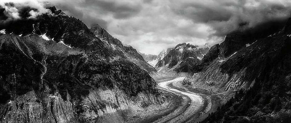 Landscape Photograph - Mer De Glace - Mono by Chris Boulton