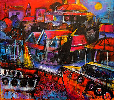 Place Wall Art featuring the painting Mesmerised By The Moon by Jeremy Holton