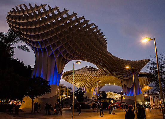 Architecture Photograph - Metropol Parasol At Night by AM FineArtPrints