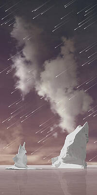 Meteor Shower Over Icebergs Wall Art
