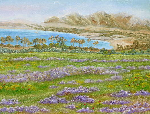 Nature Painting - Misty Beach by Angeles M Pomata