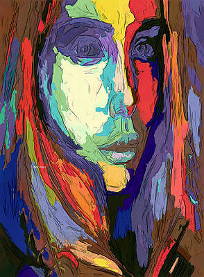 Accessory Wall Art featuring the digital art Modern Impressionist Female Portrait by Rafael Salazar