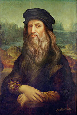 Portrait Wall Art featuring the digital art Mona Leo - Surreal Pop Da Vinci Portrait by BFA Prints